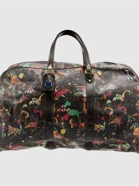 Piero Guidi Black Multi-Color Printed Travel Duffel